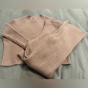 Sincerely Jules Ribbed Crew Neck Sweater and Pant Set - Blush Pink, Sz XS